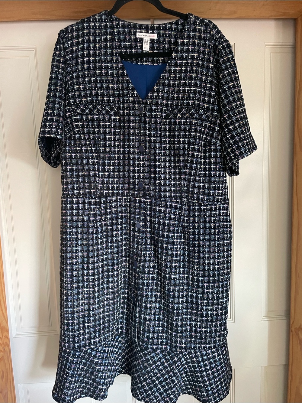 Isaac Mizrahi Black and White Tweed Midi Dress Size 2X